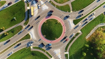 Aerial view of a roundabout